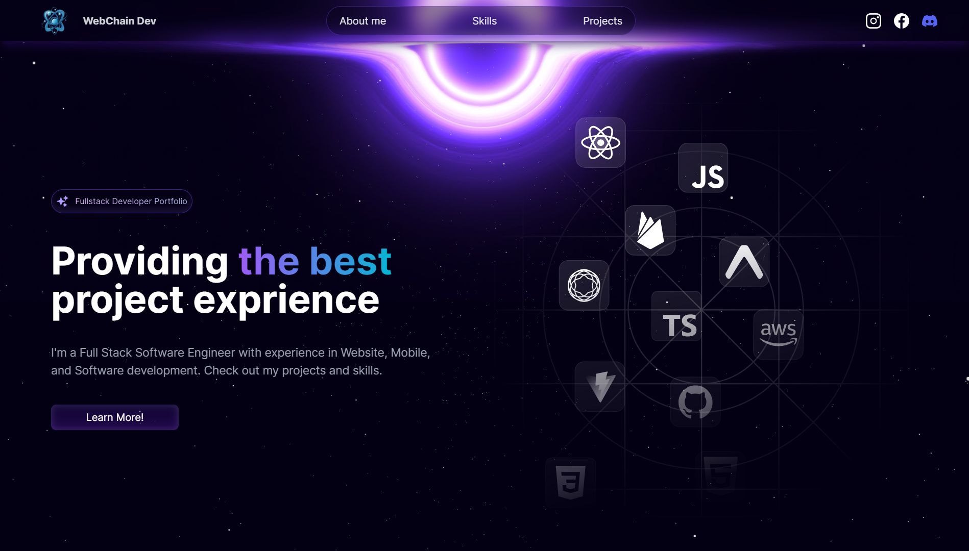 Space themed website